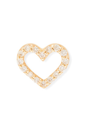 Open Heart Single Earring, 14K Gold & Diamonds